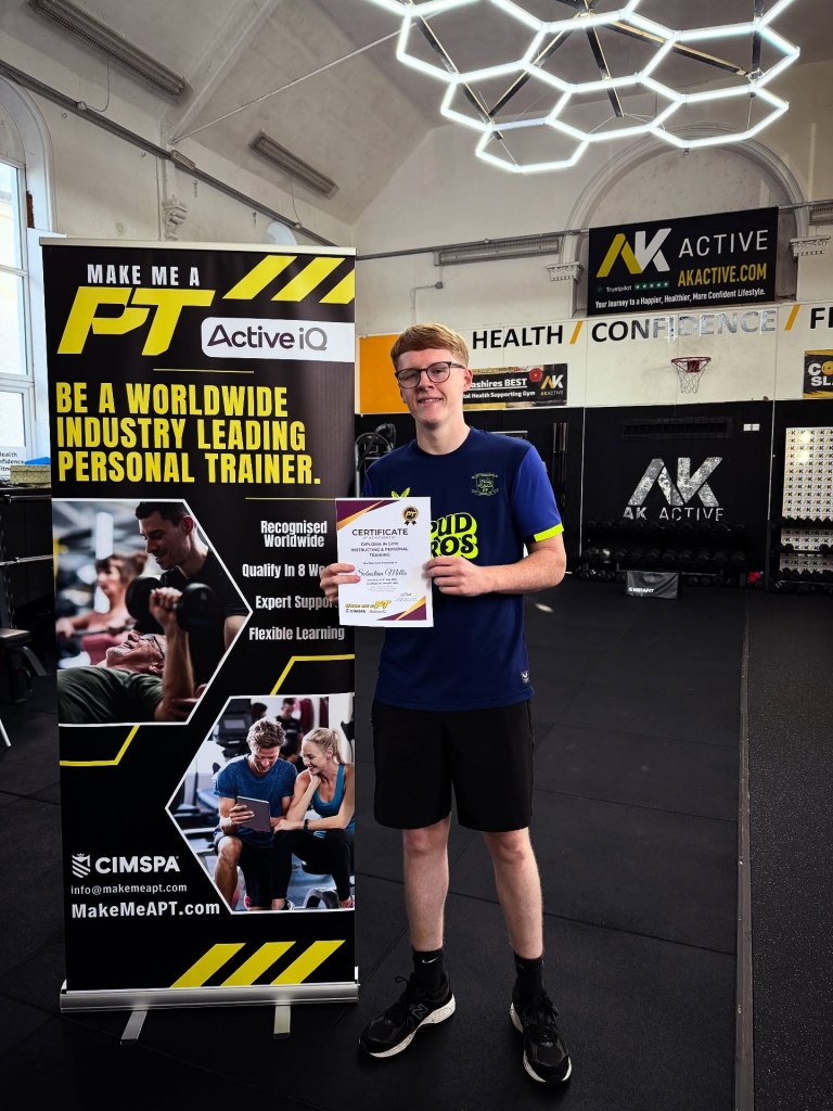 alt="Make Me a PT student training client in Preston gym"